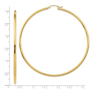 14K Yellow Gold 70mm Tube Hoop Earrings – view 4