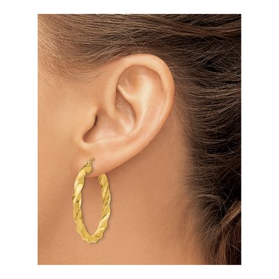 14K Yellow Gold 35mm Light Twisted Hoop Earrings – view 4
