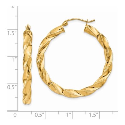 14K Yellow Gold 35mm Light Twisted Hoop Earrings – view 5