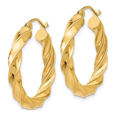 14K Yellow Gold 26mm Twisted Hoop Earrings – view 3