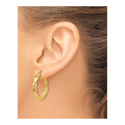 14K Yellow Gold 26mm Twisted Hoop Earrings – view 4
