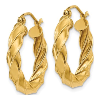14K Yellow Gold 20mm Twisted Hoop Earrings – view 3