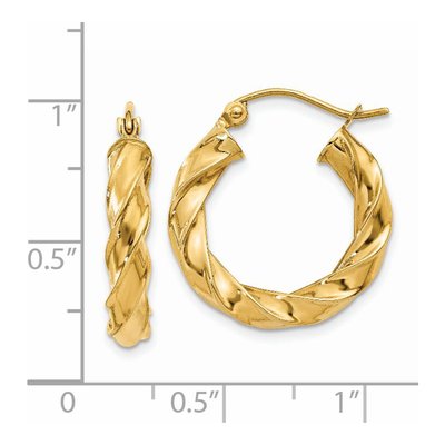 14K Yellow Gold 20mm Twisted Hoop Earrings – view 5