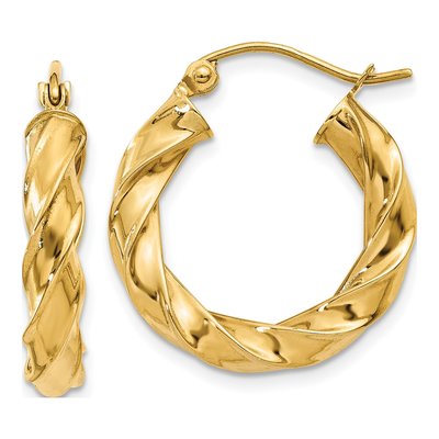 14K Yellow Gold 20mm Twisted Hoop Earrings