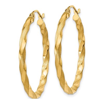 14K Yellow Gold 32mm Twisted Hoop Earrings – view 2