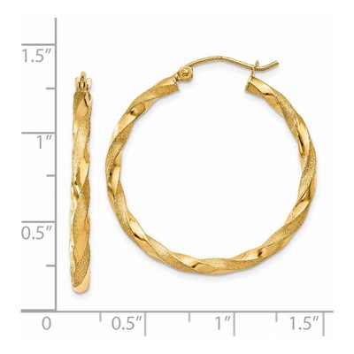14K Yellow Gold 32mm Twisted Hoop Earrings – view 4