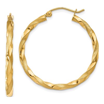 14K Yellow Gold 32mm Twisted Hoop Earrings