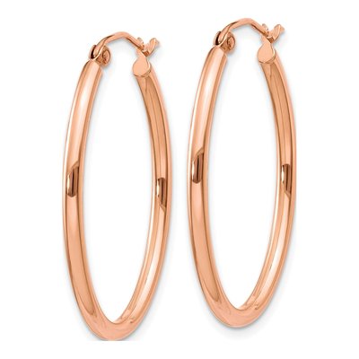 14K Rose Gold Oval Tube Hoop Earrings – view 3