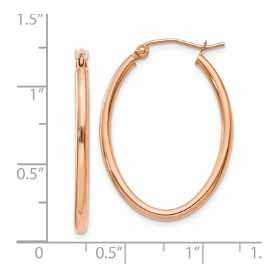 14K Rose Gold Oval Tube Hoop Earrings – view 5