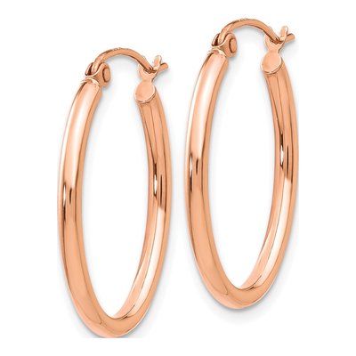 14K Rose Gold Oval Tube Hoop Earrings – view 3