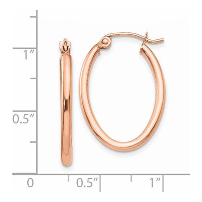 14K Rose Gold Oval Tube Hoop Earrings – view 5