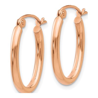 14K Rose Gold Oval Tube Hoop Earrings – view 3