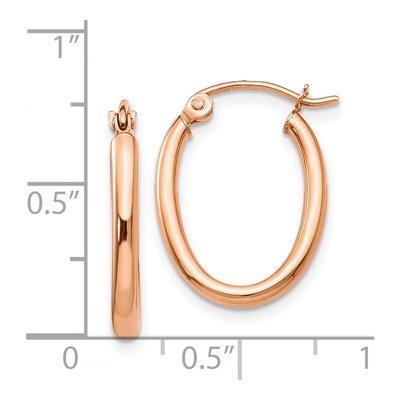 14K Rose Gold Oval Tube Hoop Earrings – view 5