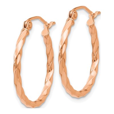 14K Rose Gold 15mm Twisted Hoop Earrings – view 3