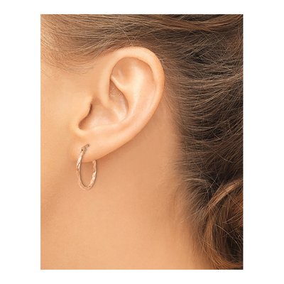 14K Rose Gold 15mm Twisted Hoop Earrings – view 4