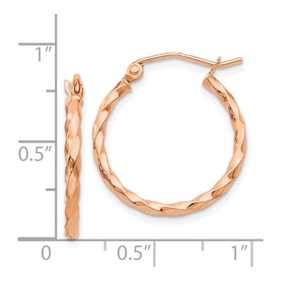 14K Rose Gold 15mm Twisted Hoop Earrings – view 5