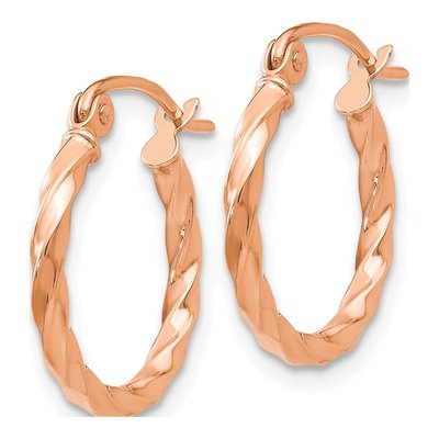 14K Rose Gold 16mm Twisted Hoop Earrings – view 3