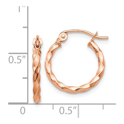 14K Rose Gold 16mm Twisted Hoop Earrings – view 5