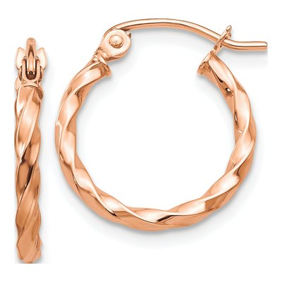 14K Rose Gold 16mm Twisted Hoop Earrings