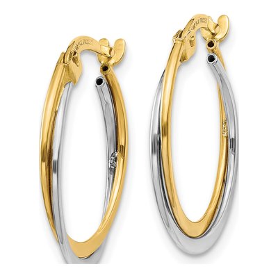 14K Two-Tone Gold 20mm Twisted Hoop Earrings – view 2