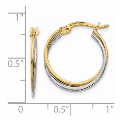 14K Two-Tone Gold 20mm Twisted Hoop Earrings – view 4