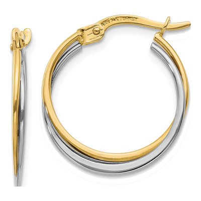 14K Two-Tone Gold 20mm Twisted Hoop Earrings