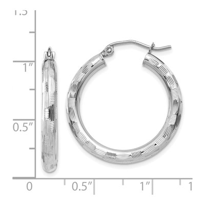 14K White Gold 20mm Diamond-Cut Tube Hoop Earrings – view 4
