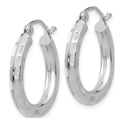14K White Gold 25mm Diamond-Cut Tube Hoop Earrings – view 3