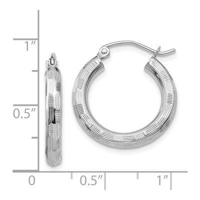 14K White Gold 25mm Diamond-Cut Tube Hoop Earrings – view 5