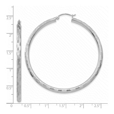 14K White Gold 45mm Diamond-Cut Tube Hoop Earrings – view 5