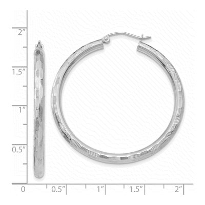 14K White Gold 40mm Diamond-Cut Tube Hoop Earrings – view 4
