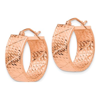 14K Rose Gold 22mm Diamond-Cut Hoop Earrings – view 3