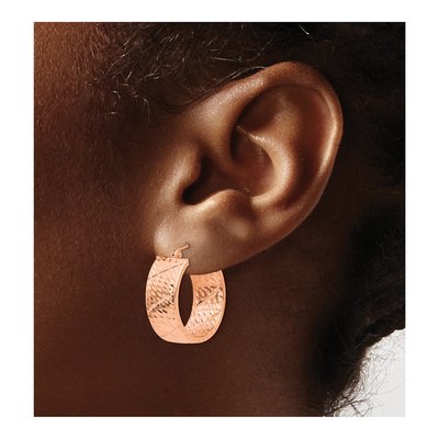 14K Rose Gold 22mm Diamond-Cut Hoop Earrings – view 4