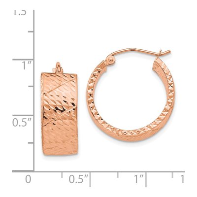 14K Rose Gold 22mm Diamond-Cut Hoop Earrings – view 5