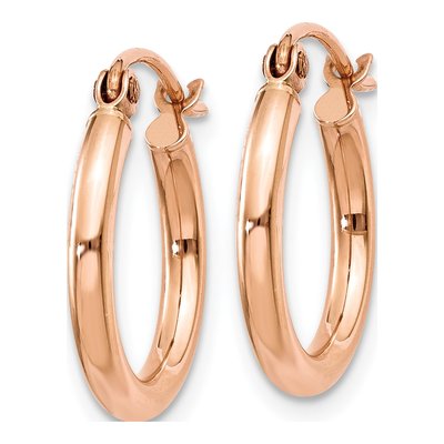 14K Rose Gold 15mm Tube Hoop Earrings – view 3