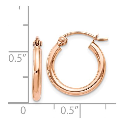 14K Rose Gold 15mm Tube Hoop Earrings – view 5