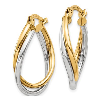14K Two-Tone Gold 20mm Oval Hoop Earrings – view 3