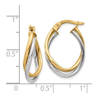 14K Two-Tone Gold 20mm Oval Hoop Earrings – view 5