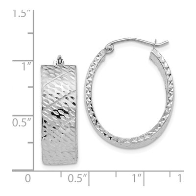 14K White Gold Diamond-Cut Hoop Earrings – view 5