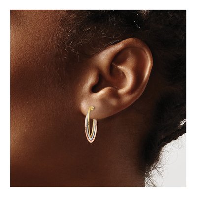 14K Tri-Color Gold Oval Hoop Earrings – view 4