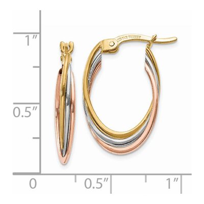 14K Tri-Color Gold Oval Hoop Earrings – view 5