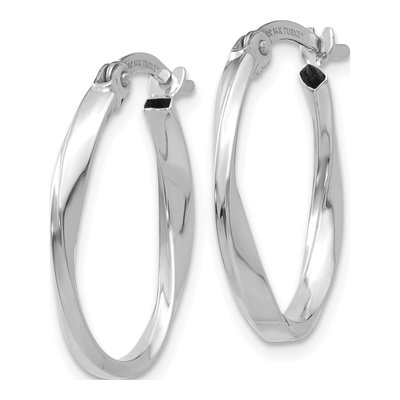 14K White Gold Twist Hoop Earrings – view 3