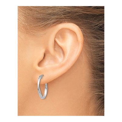 14K White Gold Twist Hoop Earrings – view 4