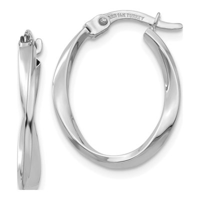 14K White Gold Twist Hoop Earrings