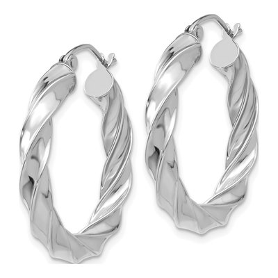 14K White Gold 26mm Twisted Hoop Earrings – view 3