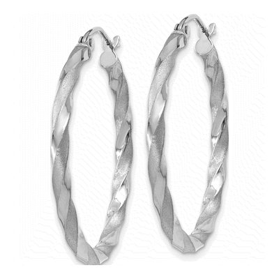 14K White Gold 32mm Twisted Hoop Earrings – view 3
