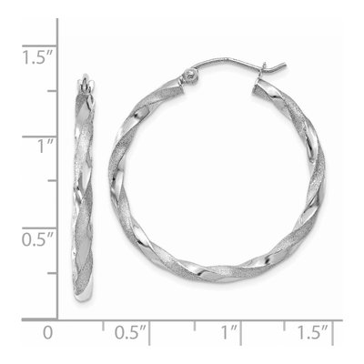 14K White Gold 32mm Twisted Hoop Earrings – view 5