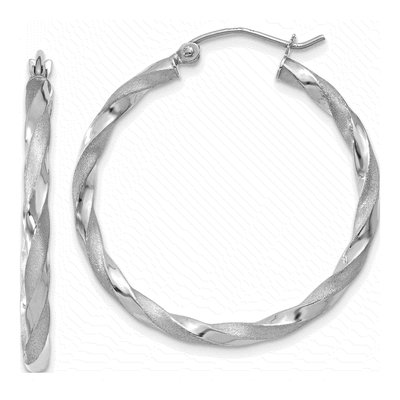 14K White Gold 32mm Twisted Hoop Earrings