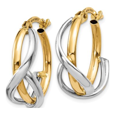 14K Two-Tone Gold 20mm Twisted Hoop Earrings – view 3