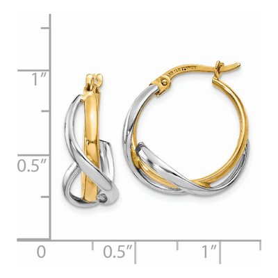 14K Two-Tone Gold 20mm Twisted Hoop Earrings – view 5